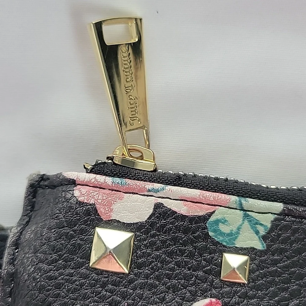 Juicy Couture Black and Pink Floral Clutch
